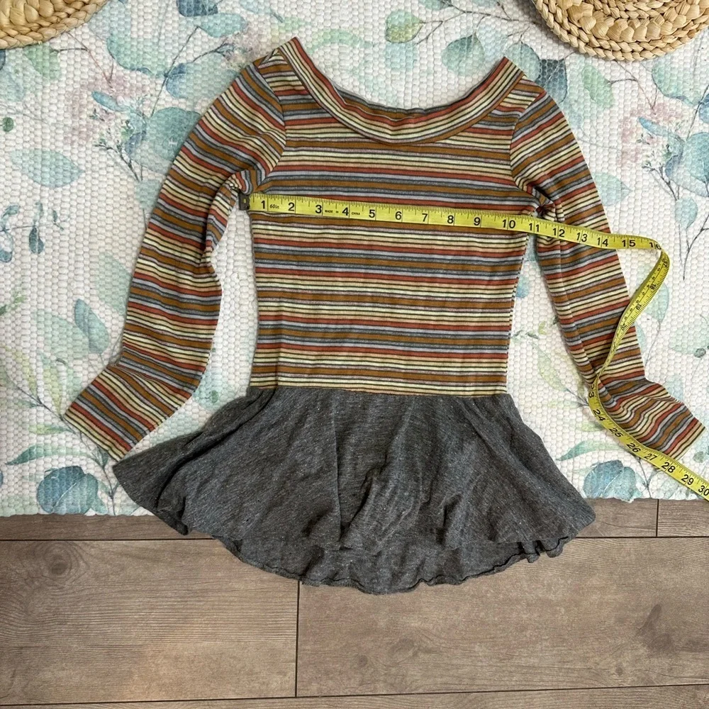 Vintage 70s Toddler Girls Color Striped Skirted Skate Gymnastics Leotard One Pc